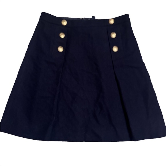 J. Crew Navy Mini Skirt with Gold Buttons - Picture 2 of 11
